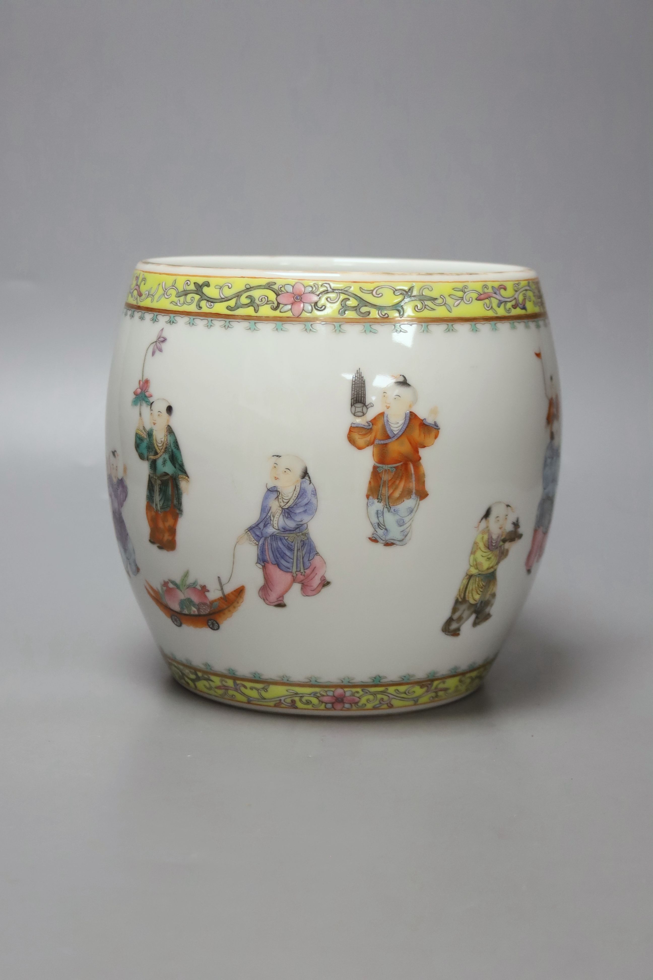 A Chinese famille rose 'Boys' jar, 16cm high